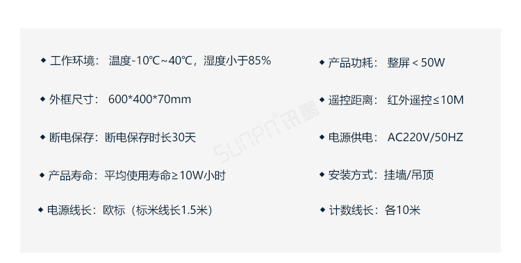 流水線電子看板產品參數 流水線電子看板產品參數
