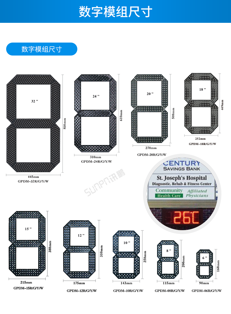 戶外電子鐘模組尺寸參考 戶外電子鐘模組尺寸參考