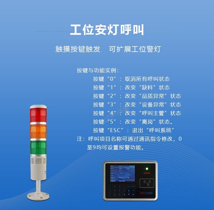 智能MES工位終端安燈呼叫 智能MES工位終端安燈呼叫