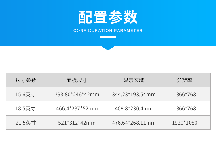 工業觸摸一體機-配置參數 工業觸摸一體機-配置參數