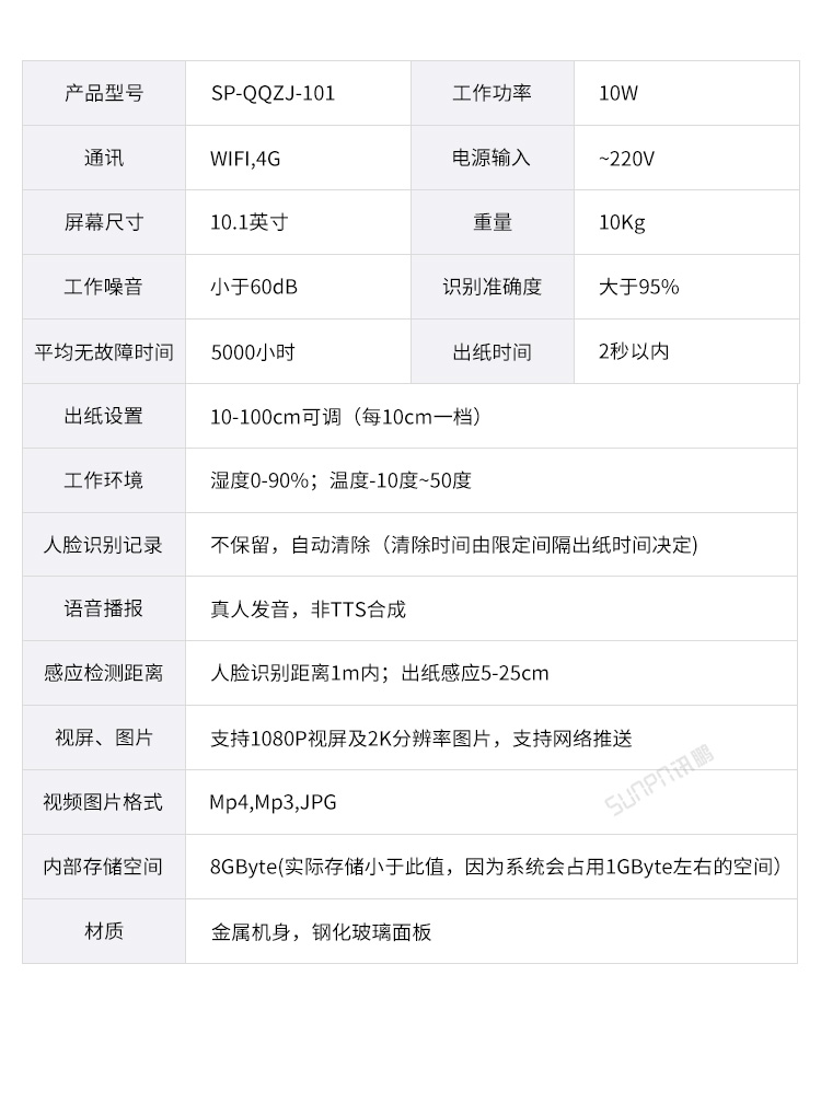 公廁人臉識別取紙機-參數說明 公廁人臉識別取紙機-參數說明