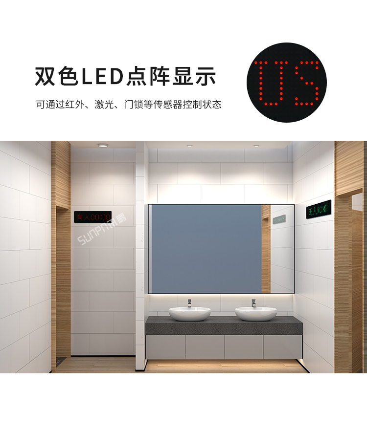 智慧公廁有人無人顯示屏-雙色LED點陣顯示 智慧公廁有人無人顯示屏-雙色LED點陣顯示